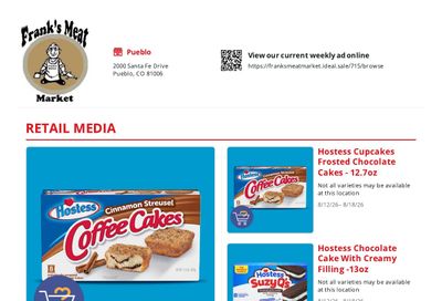 Frank's Meat Market Weekly Ad August 12 - 18, 2026