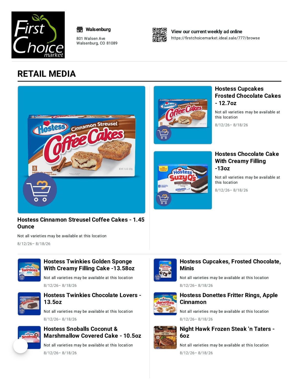 First Choice Market Weekly Ad August 12 - 18, 2026