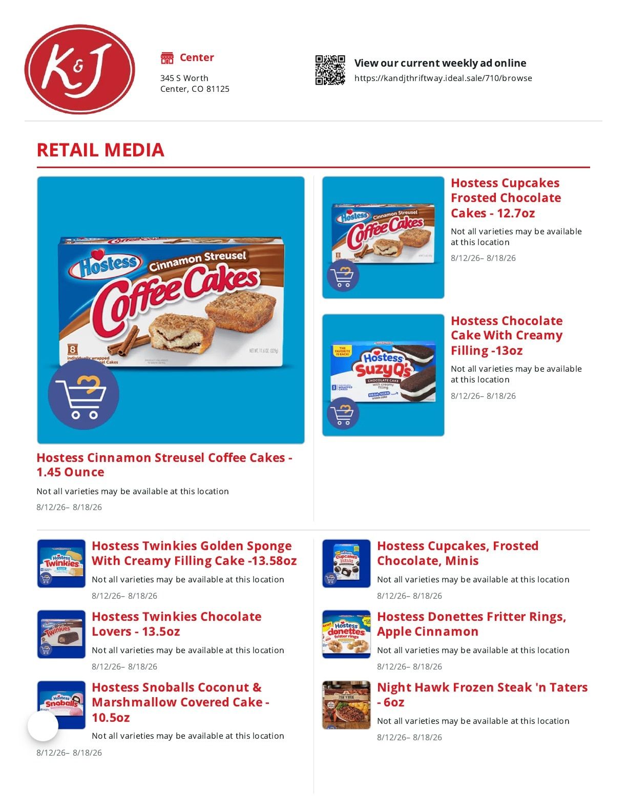 K&J Thriftway Weekly Ad August 12 - 18, 2026