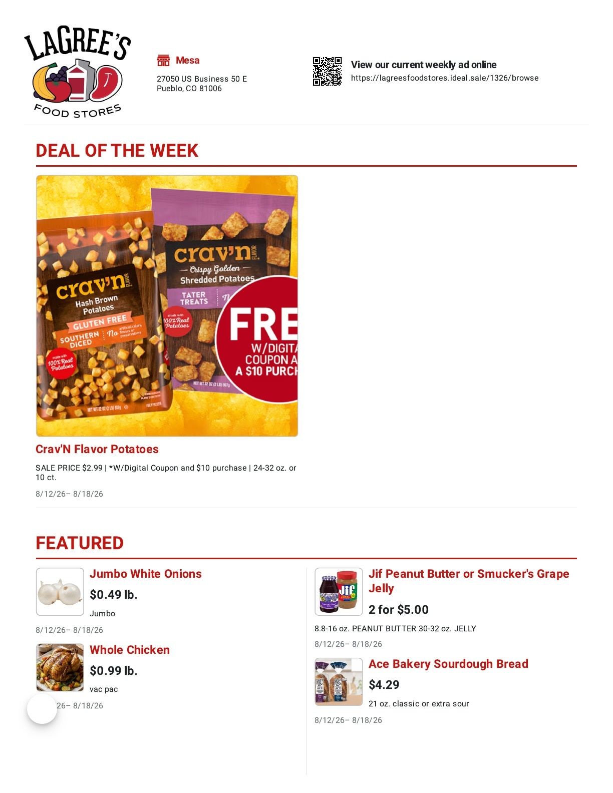 LaGree's Food Stores (Pueblo, CO) Weekly Ad August 12 - 18, 2026
