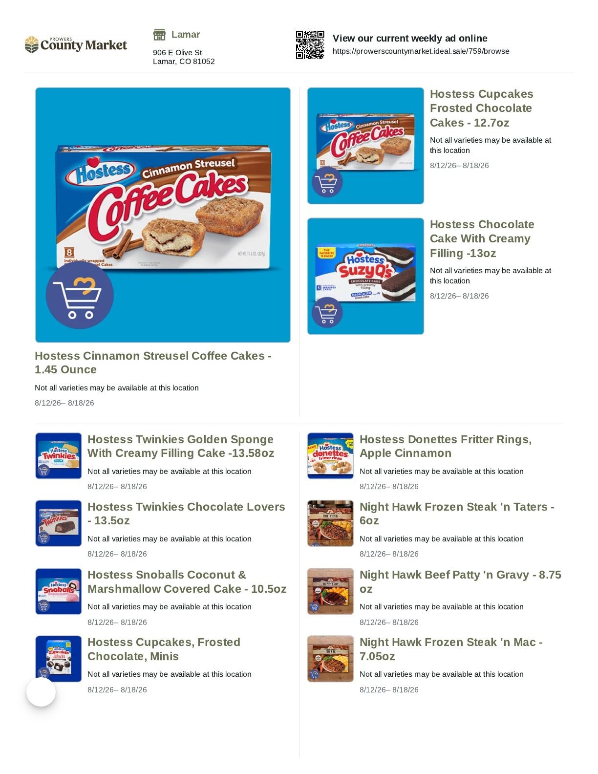 Prowers County Market Weekly Ad August 12 - 18, 2026