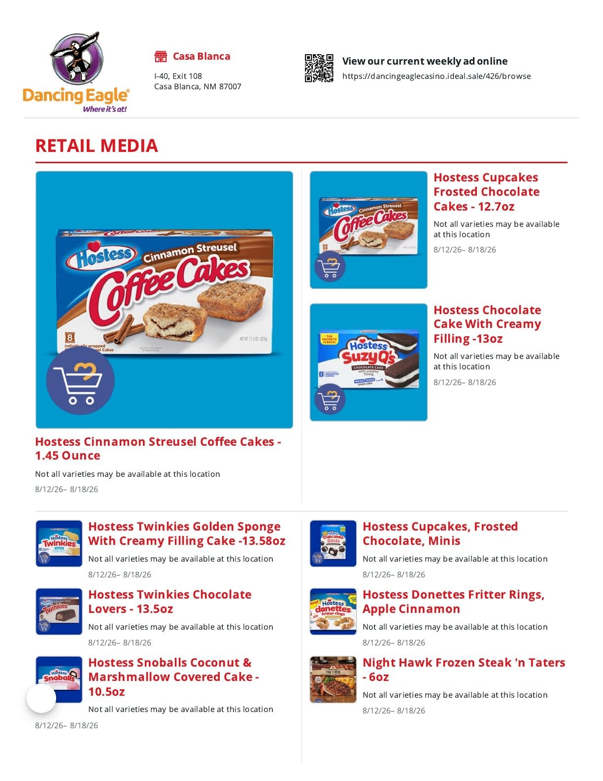 Dancing Eagle Supermarket Weekly Ad August 12 - 18, 2026