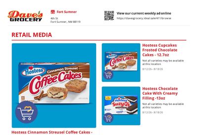Dave's Grocery (4th St, Fort Sumner, NM) Weekly Ad August 12 - 18, 2026