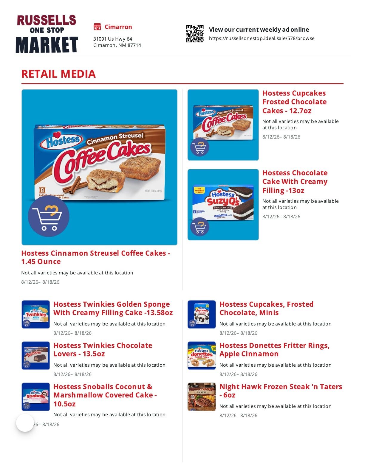 Russell's One Stop Weekly Ad August 12 - 18, 2026