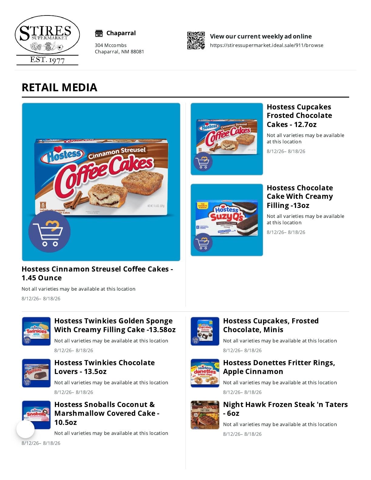Stires Supermarket Weekly Ad August 12 - 18, 2026