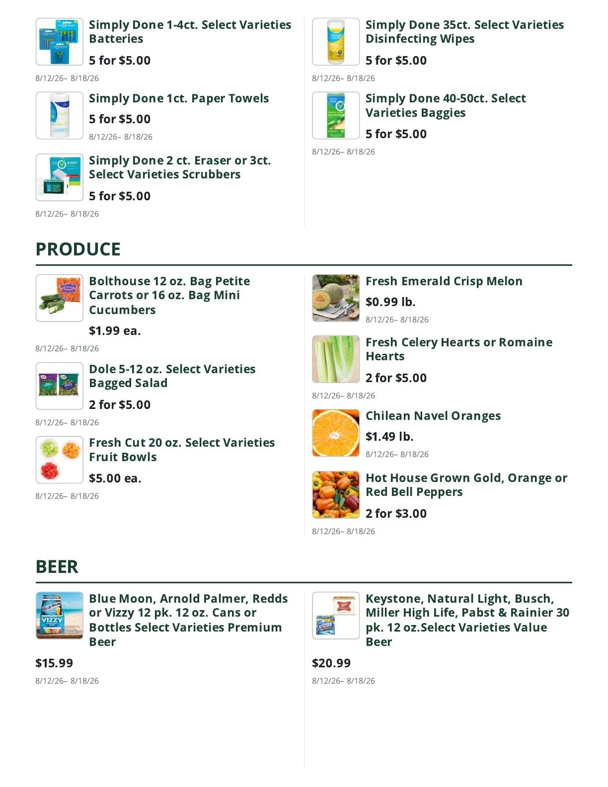 Bella's Market Weekly Ad August 12 - 18, 2026