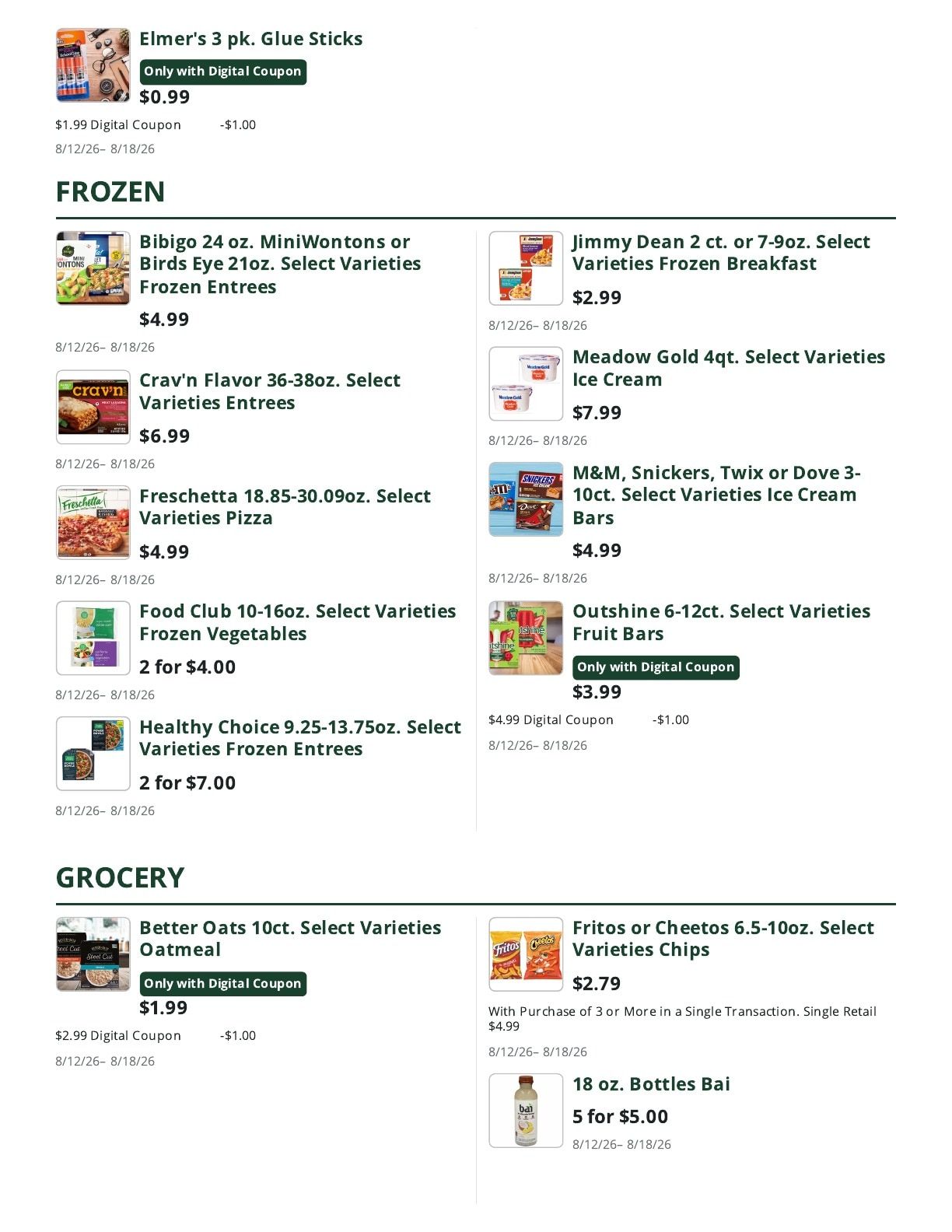 Bella's Market Weekly Ad August 12 - 18, 2026