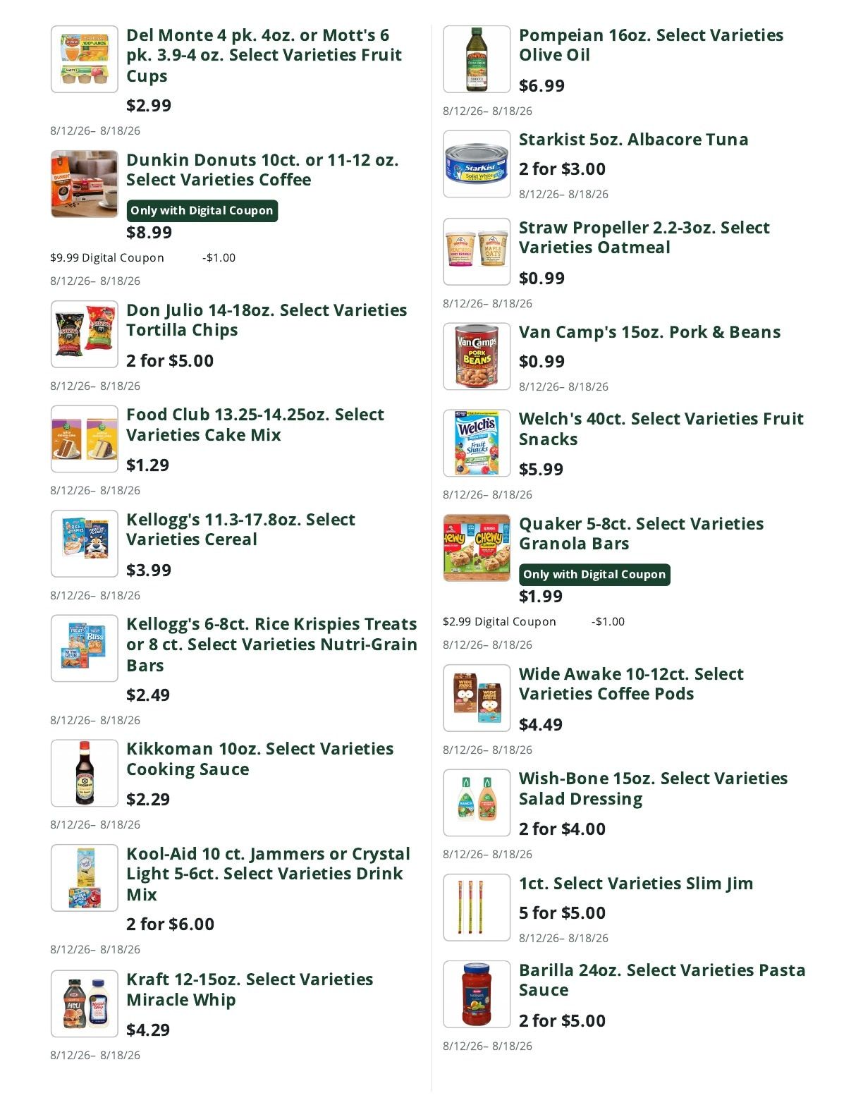 Bella's Market Weekly Ad August 12 - 18, 2026