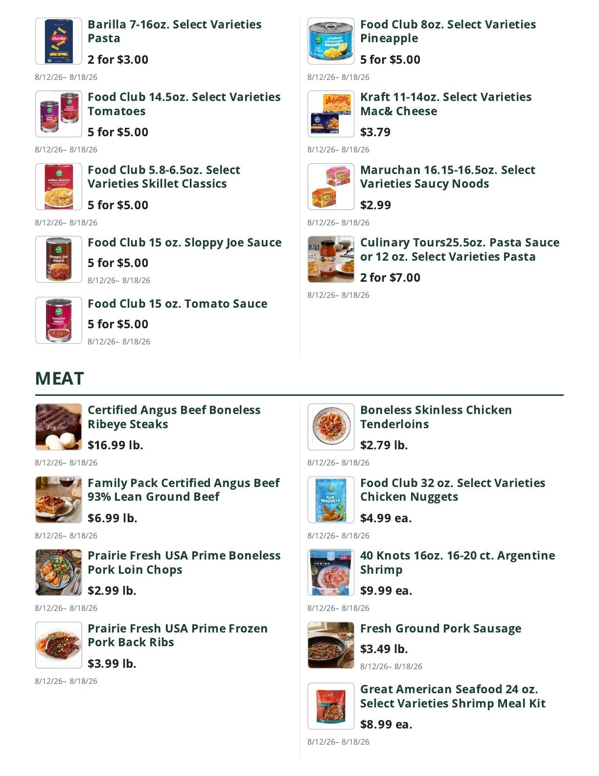 Bella's Market Weekly Ad August 12 - 18, 2026