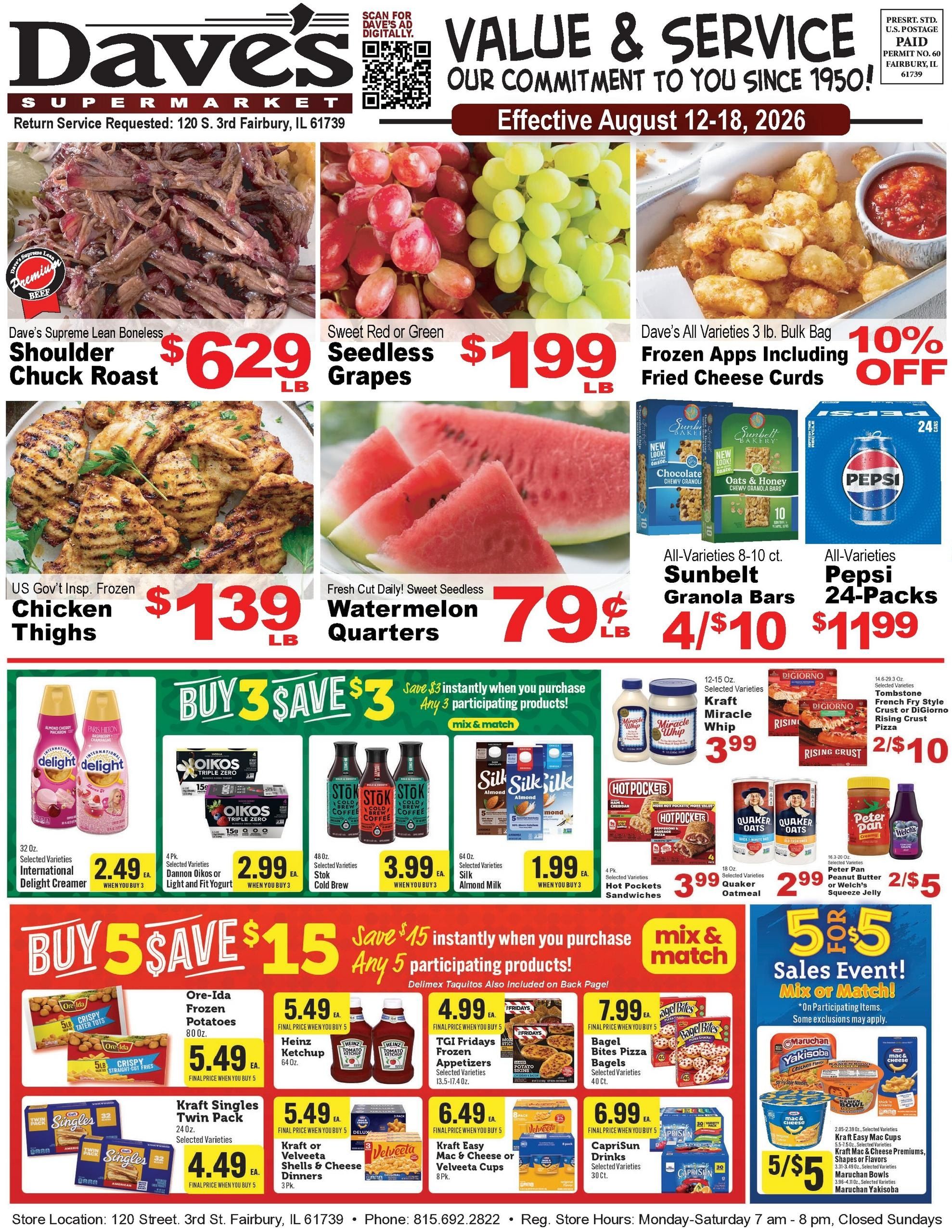 Dave's Supermarket (Fairbury Area, IL) Weekly Ad August 12 - 18, 2026