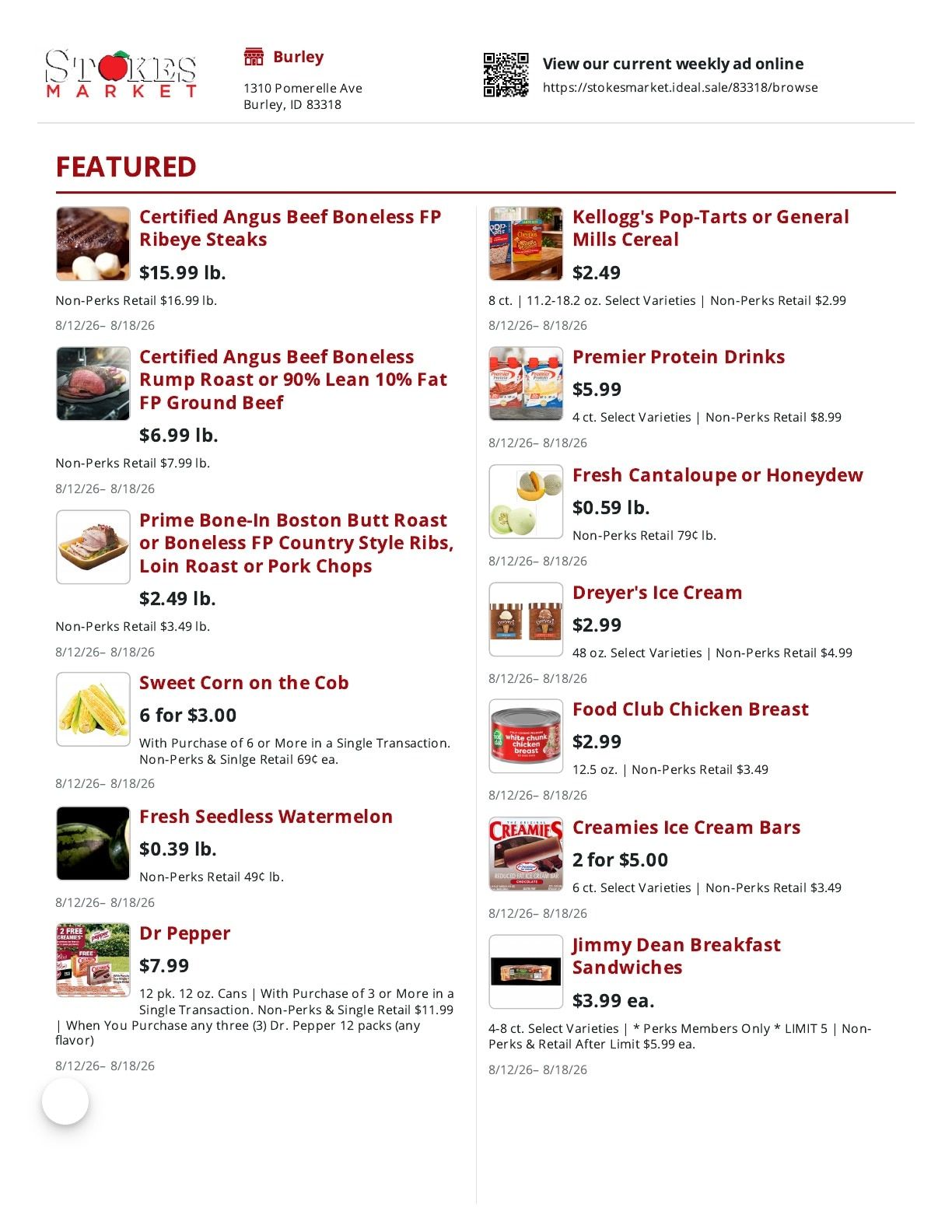 Stokes Market (Idaho, Utah) Weekly Ad August 12 - 18, 2026