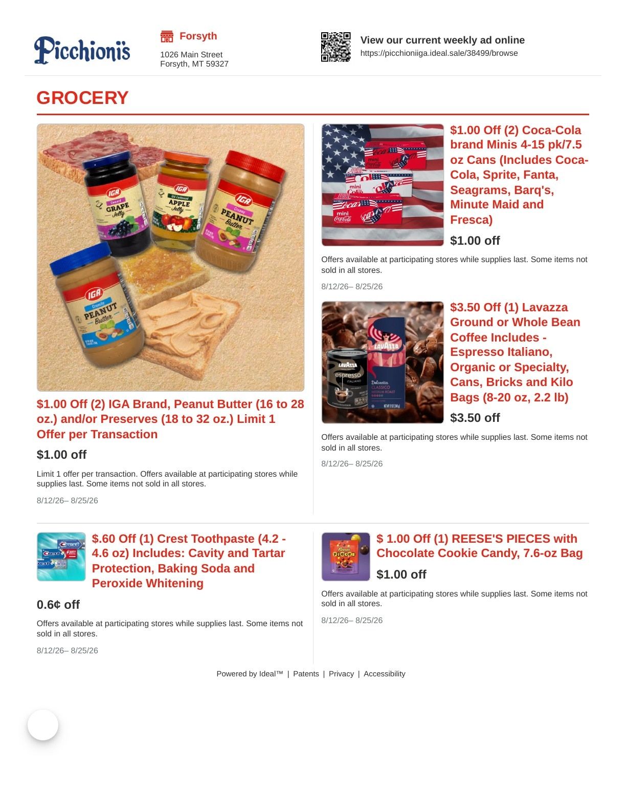 Picchioni IGA Weekly Ad August 12 - 25, 2026