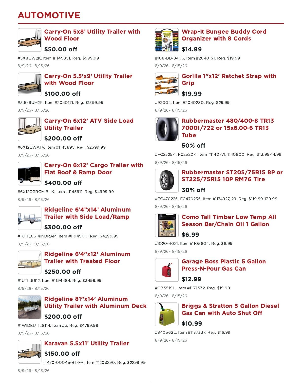L&M Fleet Supply Weekly Ad August 9 - 15, 2026