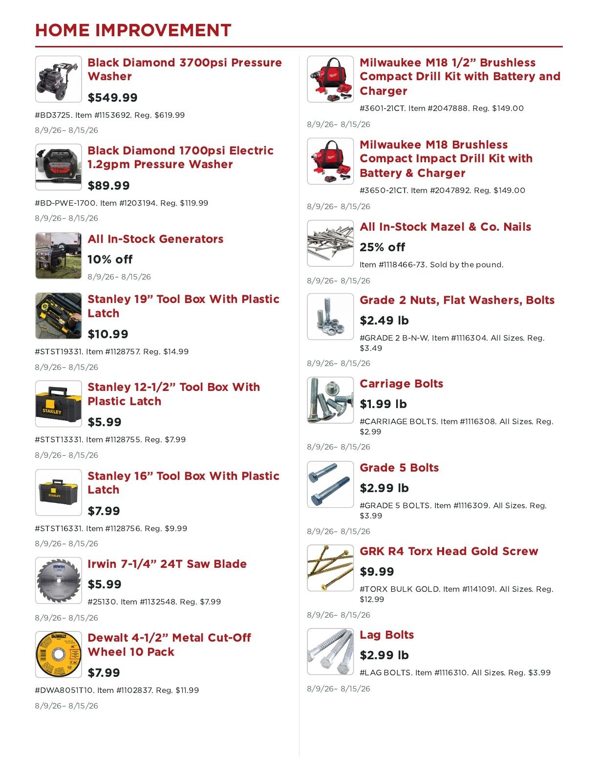 L&M Fleet Supply Weekly Ad August 9 - 15, 2026