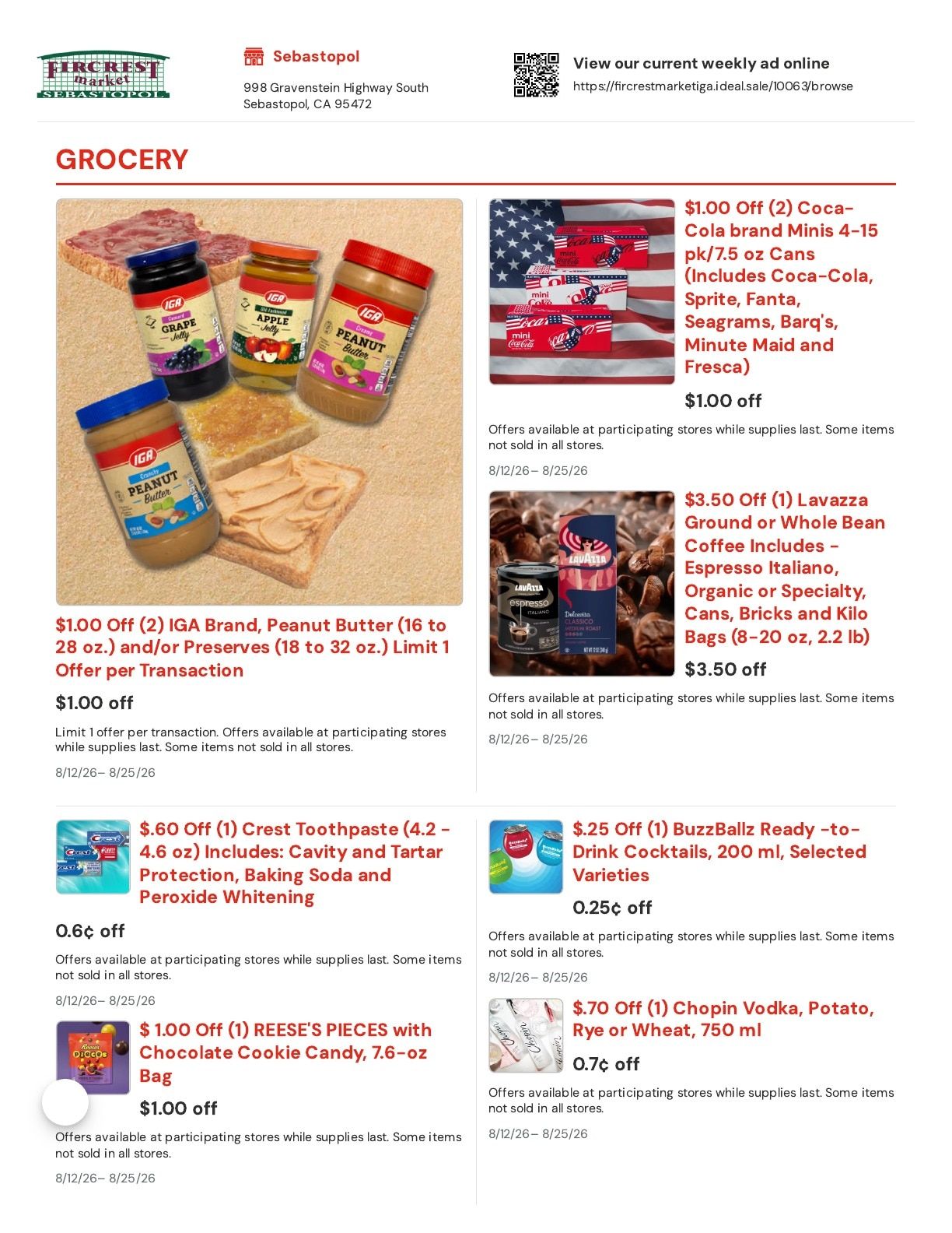 Fircrest Market IGA Weekly Ad August 12 - 25, 2026