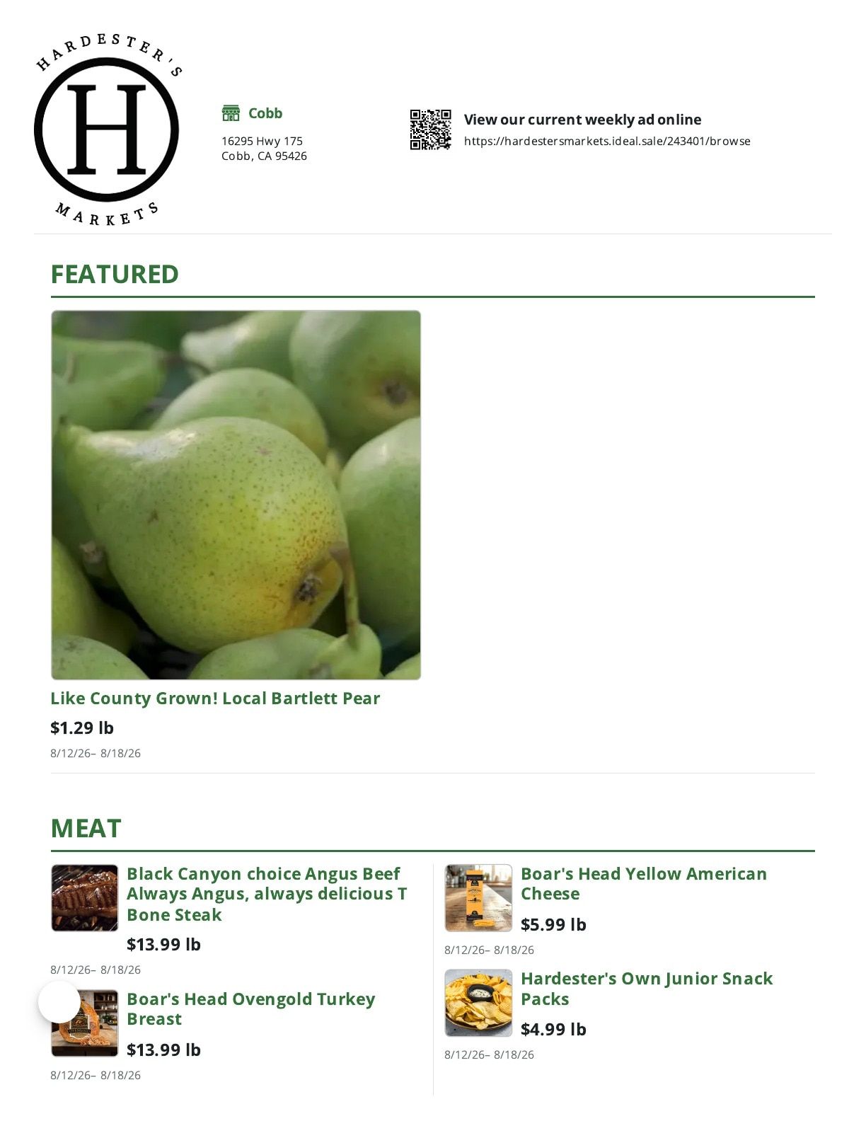 Hardester's Markets Weekly Ad August 12 - 18, 2026