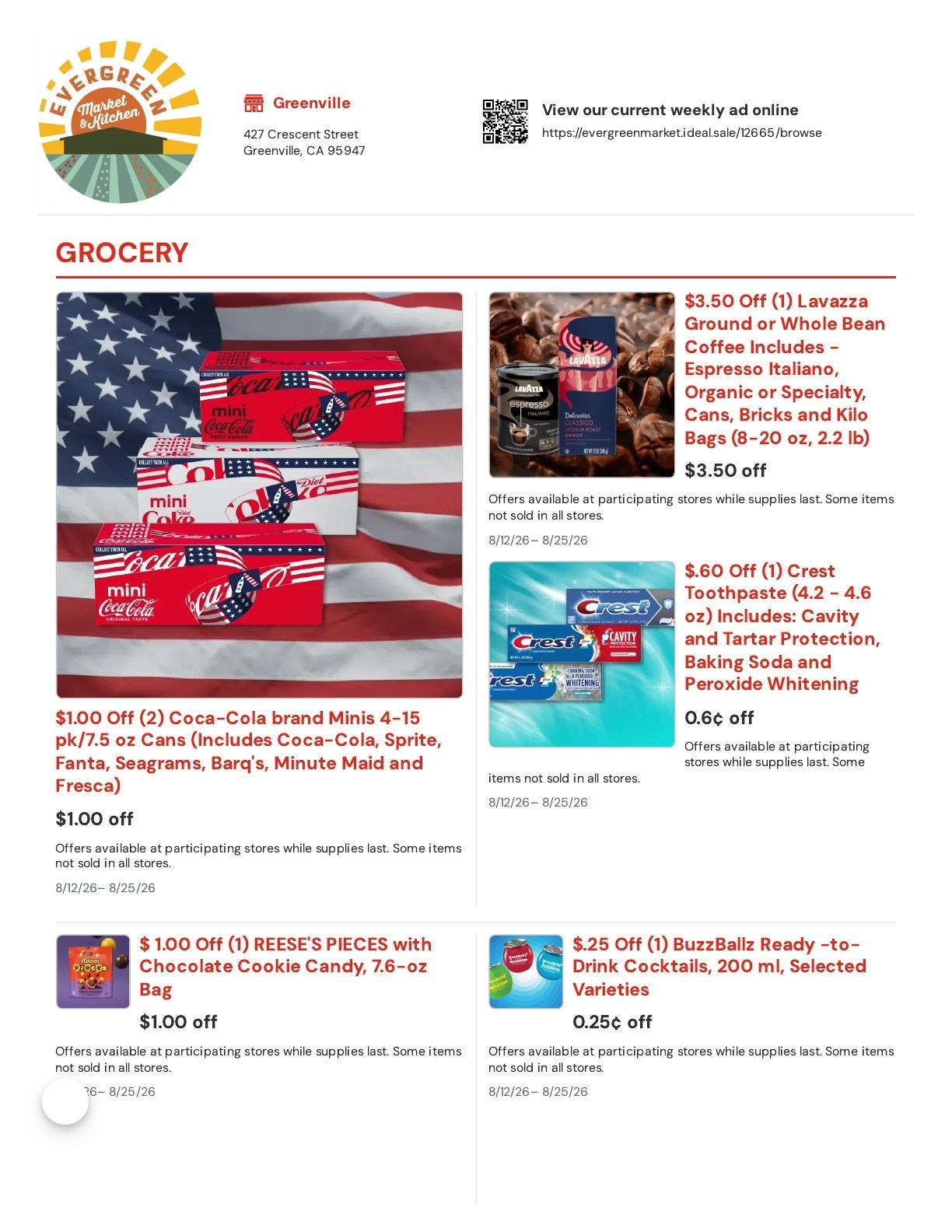 Evergreen Market Weekly Ad August 12 - 25, 2026
