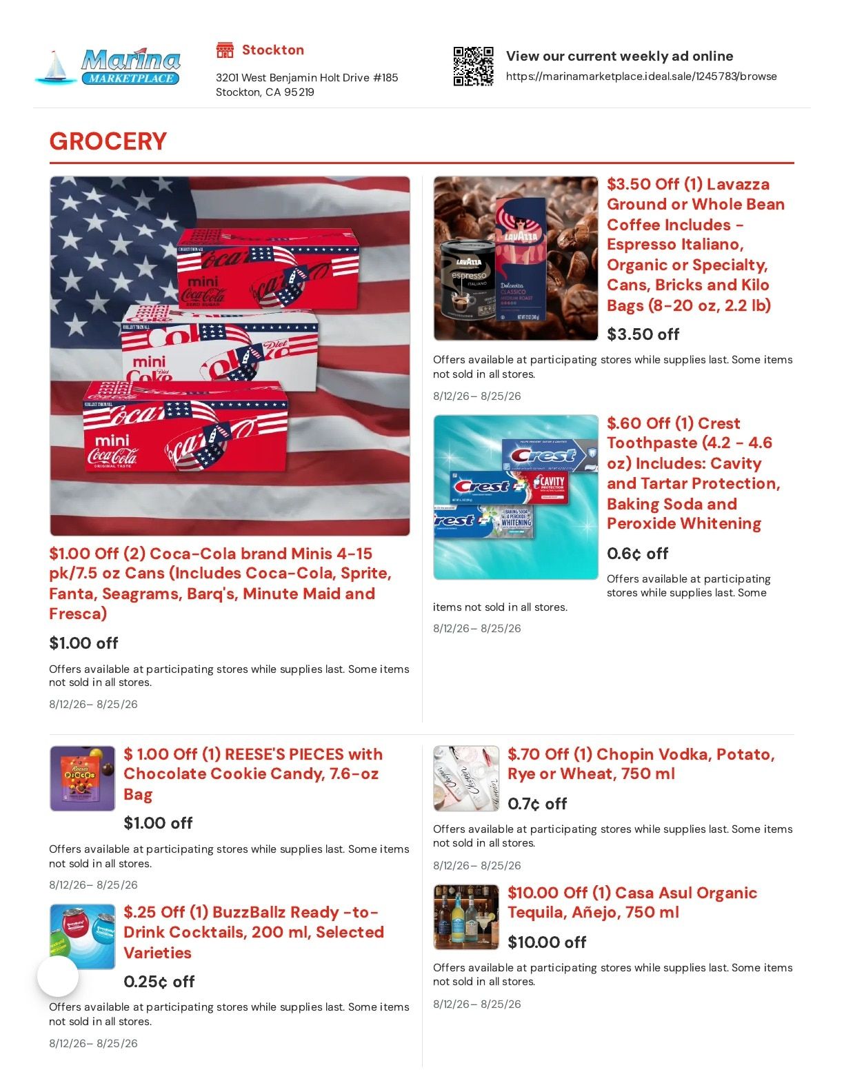 Marina Marketplace Weekly Ad August 12 - 25, 2026