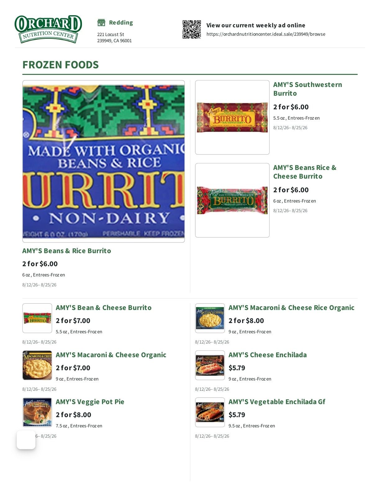 Orchard Nutrition Center Weekly Ad August 12 - 25, 2026