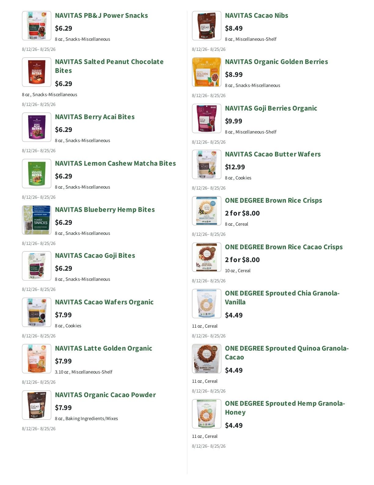 Orchard Nutrition Center Weekly Ad August 12 - 25, 2026