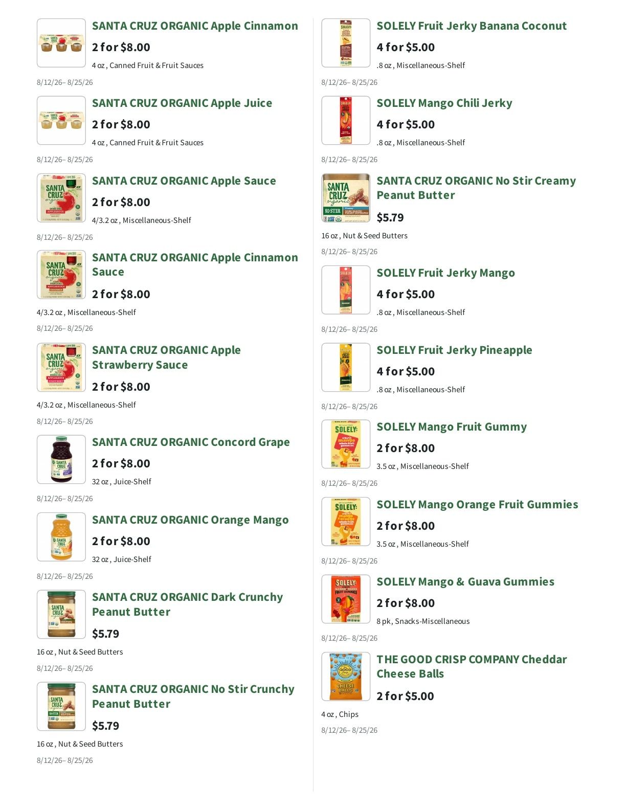 Orchard Nutrition Center Weekly Ad August 12 - 25, 2026