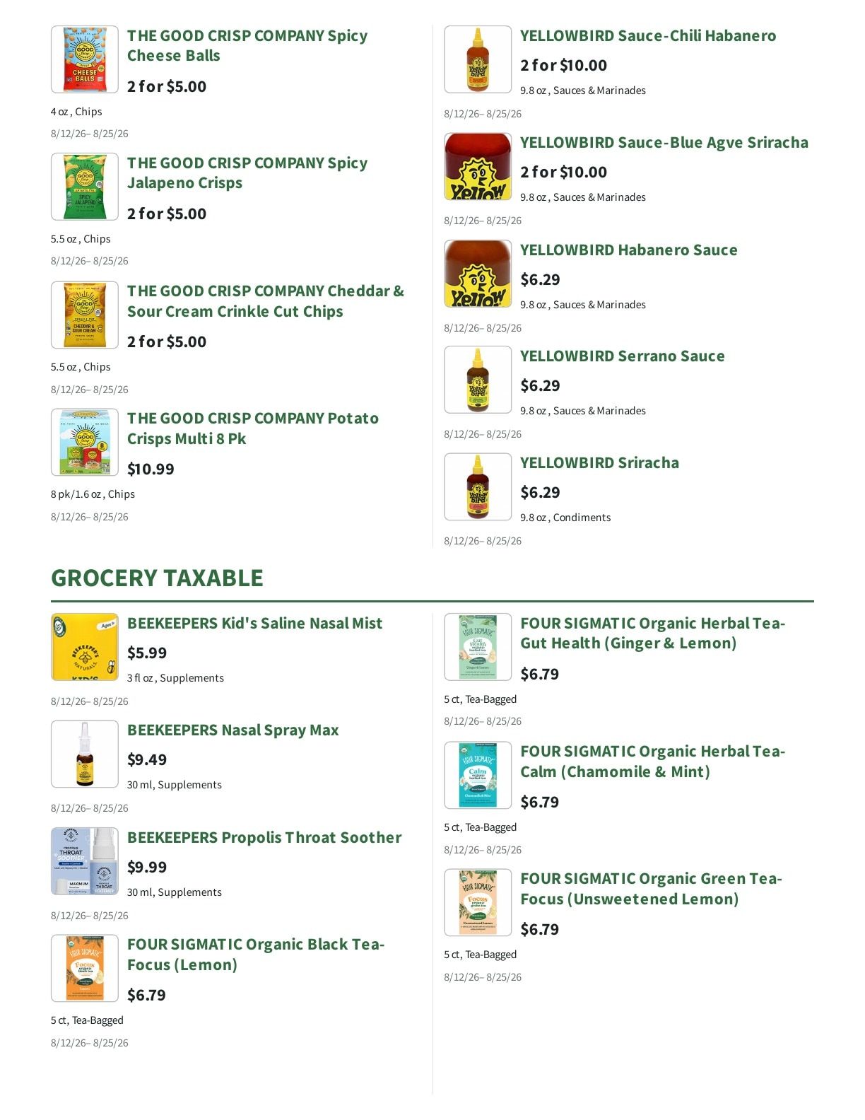 Orchard Nutrition Center Weekly Ad August 12 - 25, 2026