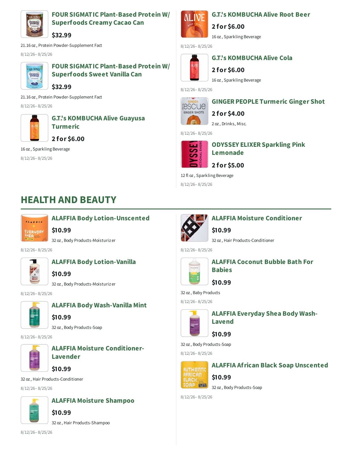 Orchard Nutrition Center Weekly Ad August 12 - 25, 2026