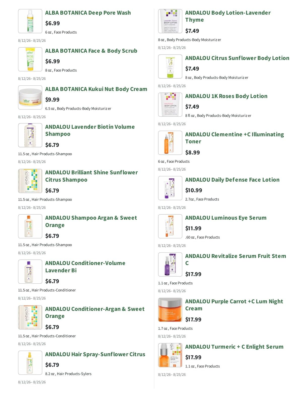 Orchard Nutrition Center Weekly Ad August 12 - 25, 2026