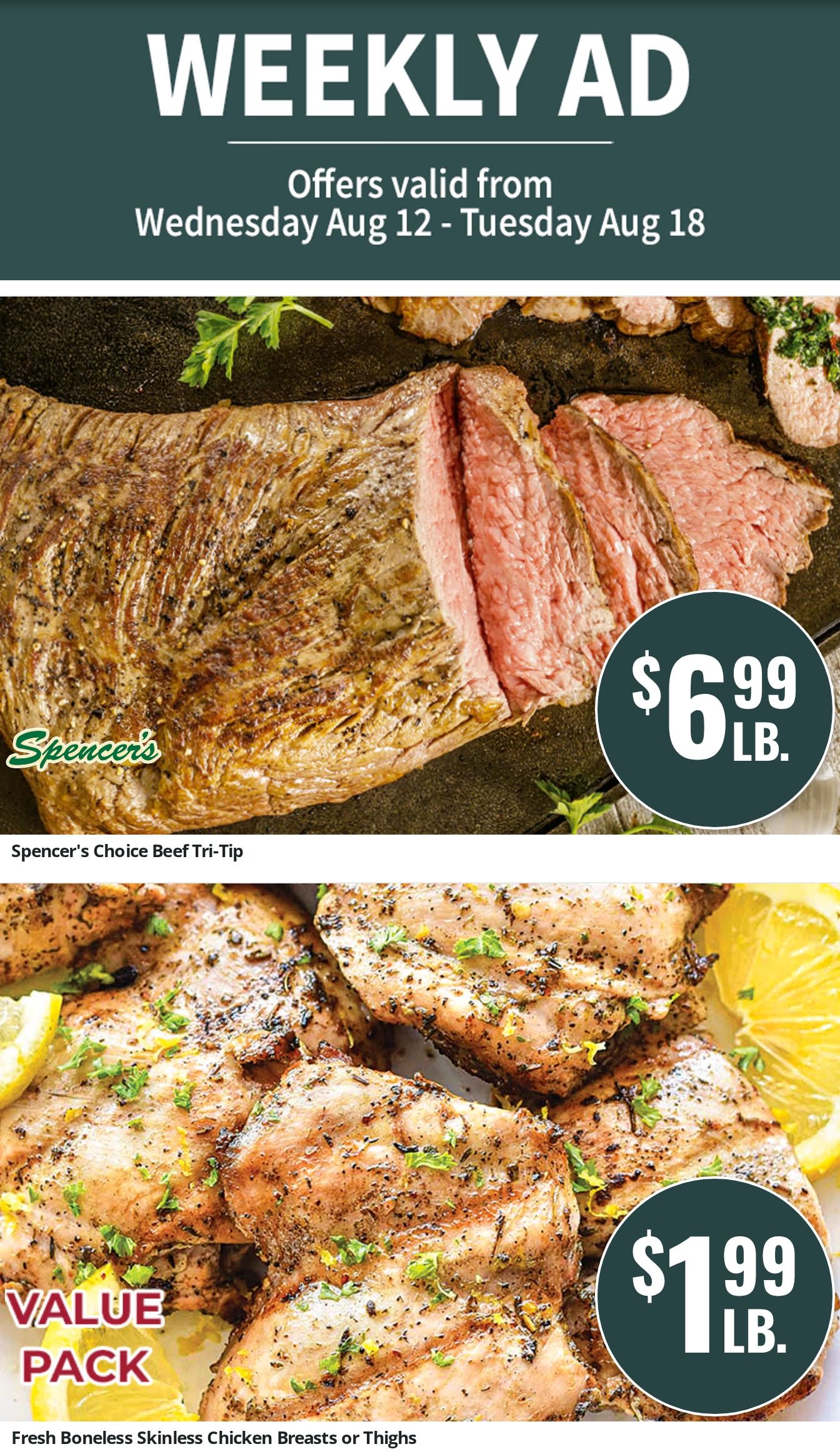 Spencer's Fresh Markets Weekly Ad August 12 - 18, 2026