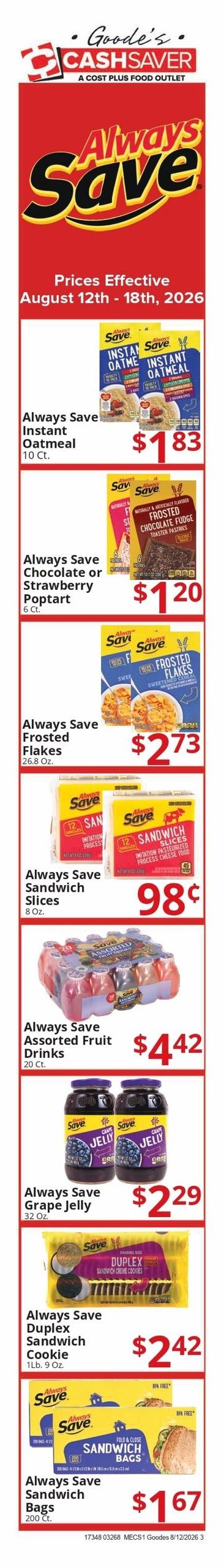Goode's Cash Saver Weekly Ad August 12 - 18, 2026