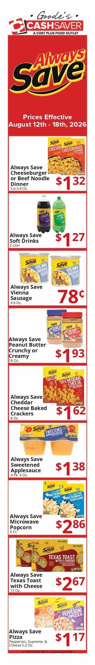 Goode's Cash Saver Weekly Ad August 12 - 18, 2026