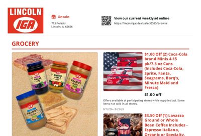 Lincoln IGA Weekly Ad August 12 - 25, 2026