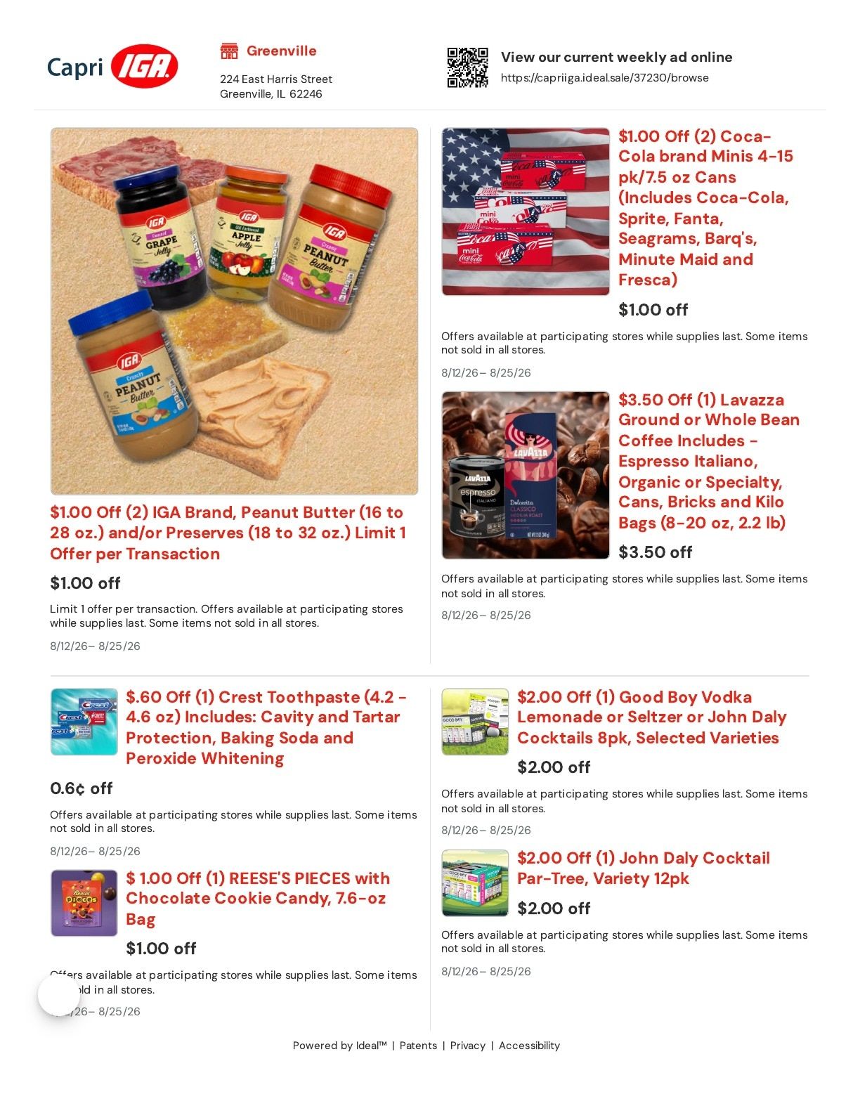 Capri IGA Foodliner Weekly Ad August 12 - 25, 2026