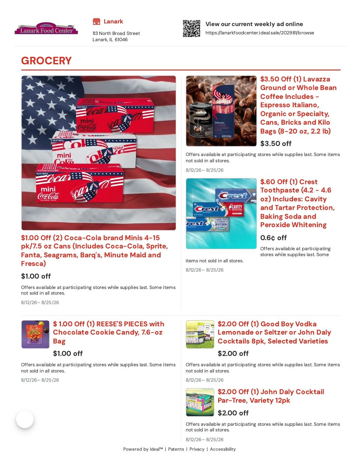 Lanark Food Center Weekly Ad August 12 - 25, 2026