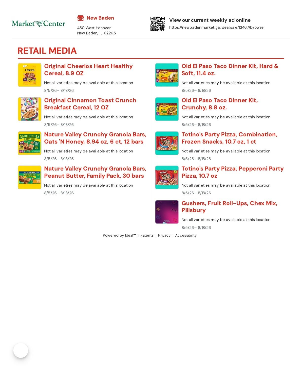 New Baden Market IGA Weekly Ad August 5 - 18, 2026