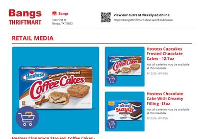 Bangs Thrift Mart Weekly Ad August 12 - 18, 2026