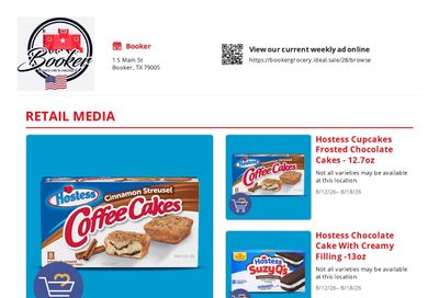 Booker Grocery Weekly Ad August 12 - 18, 2026