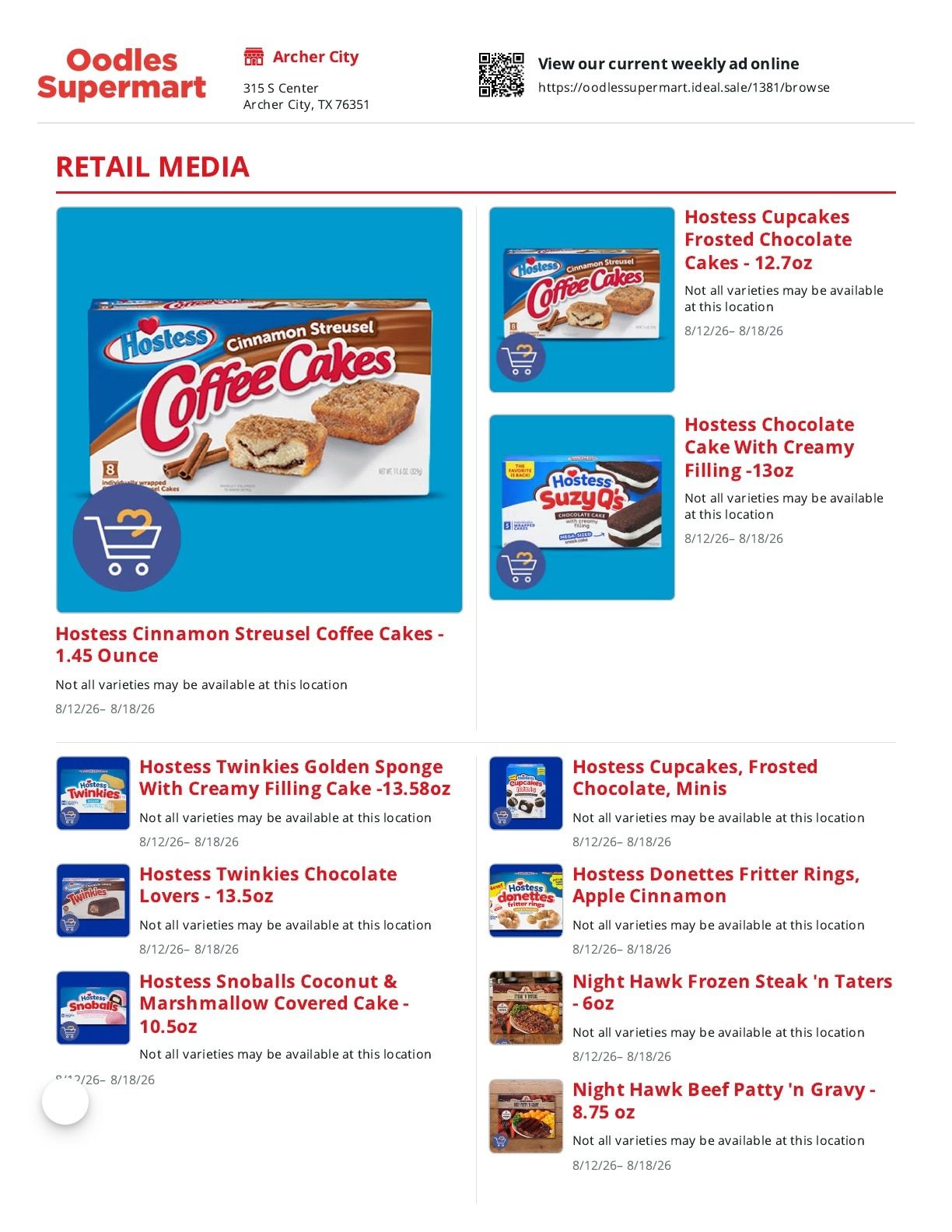 Oodles Supermart Weekly Ad August 12 - 18, 2026
