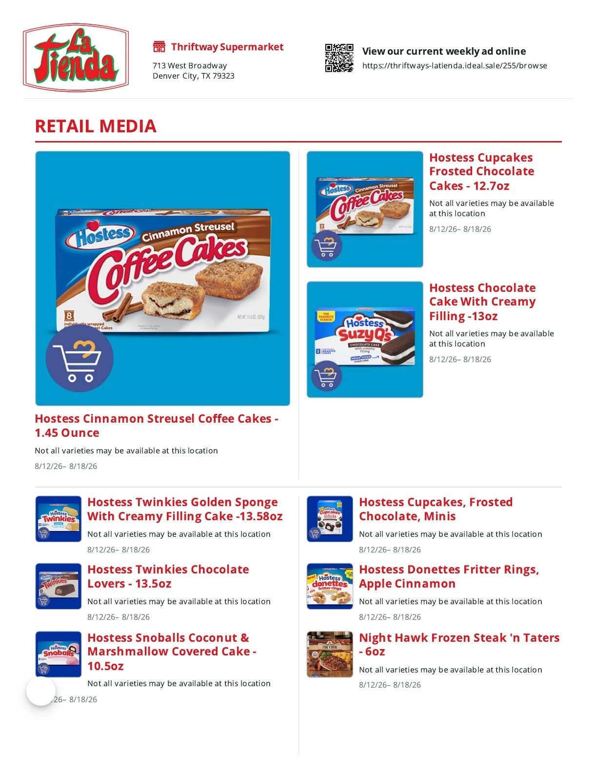 Denver City Thriftway (New Mexico, Texas) Weekly Ad August 12 - 18, 2026