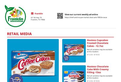 Franklin Supermarket Weekly Ad August 12 - 18, 2026