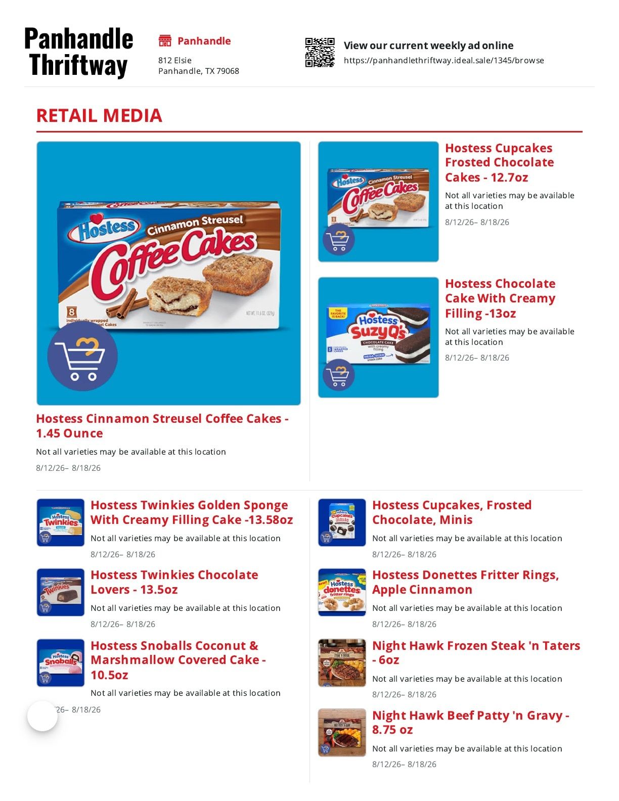 Panhandle Thriftway II Weekly Ad August 12 - 18, 2026