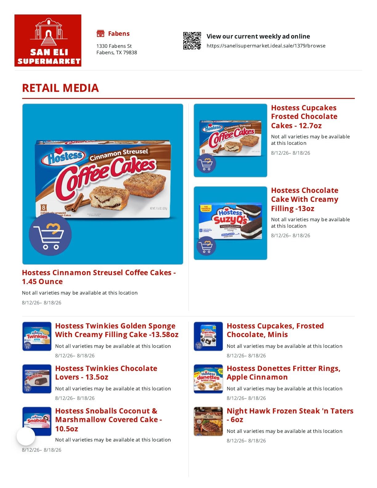 San Eli Supermarket Weekly Ad August 12 - 18, 2026
