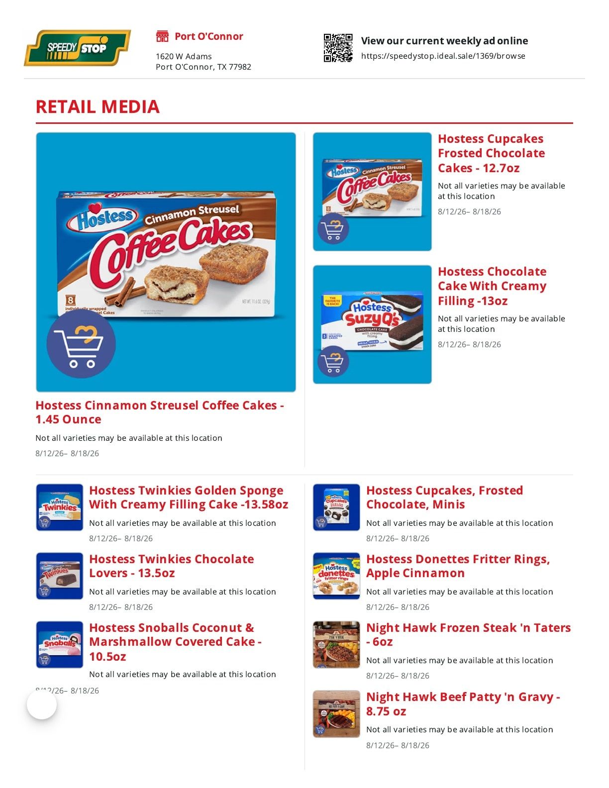 Speedy Stop Weekly Ad August 12 - 18, 2026