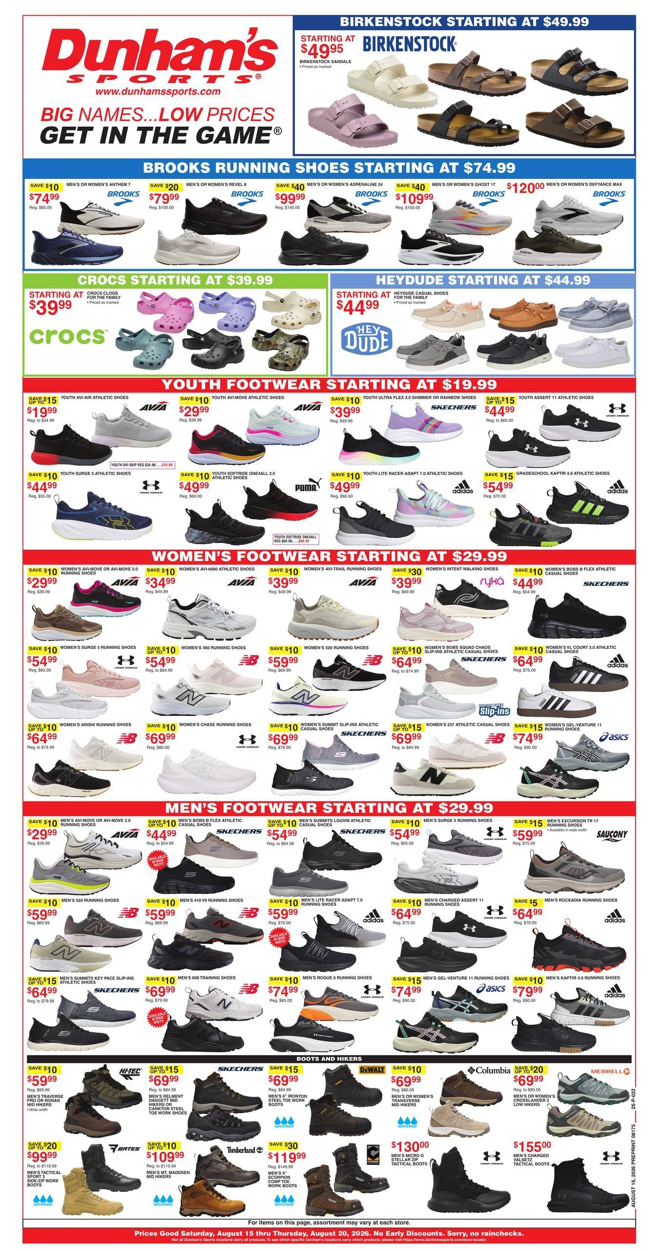 Dunham's Sports (Erie Area, PA) Weekly Ad August 15 - 20, 2026