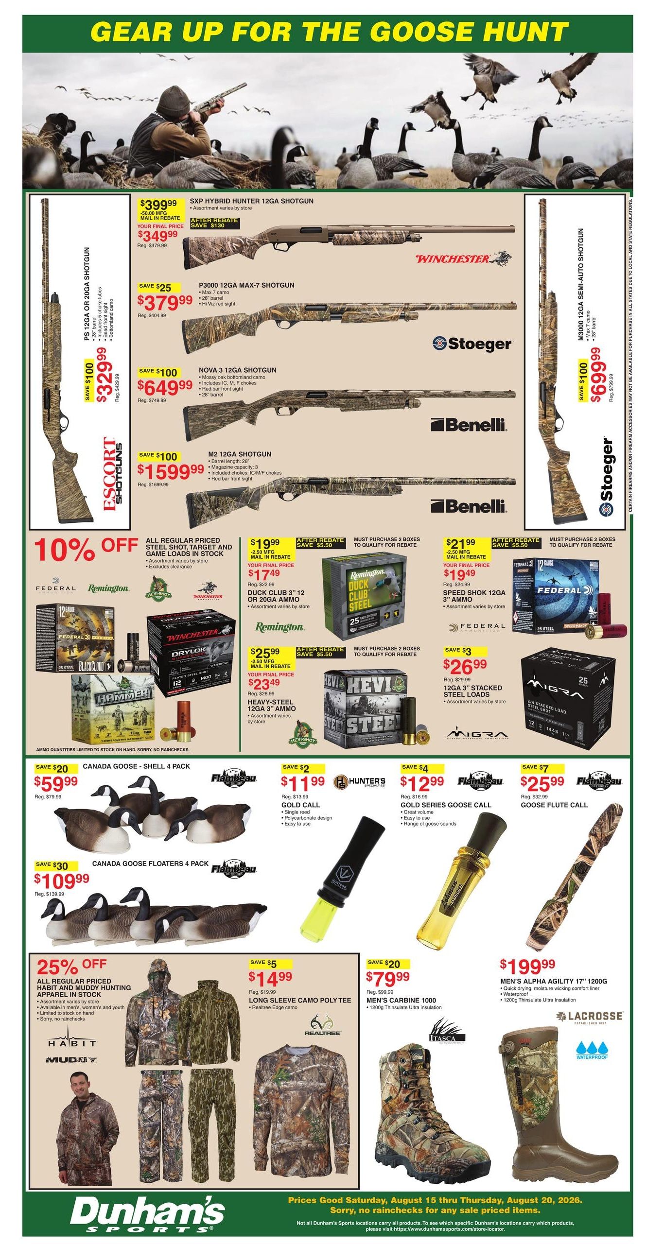 Dunham's Sports (Barlow Area, OH) Weekly Ad August 15 - 20, 2026