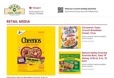 Bear's One Stop Weekly Ad August 10 - 22, 2026