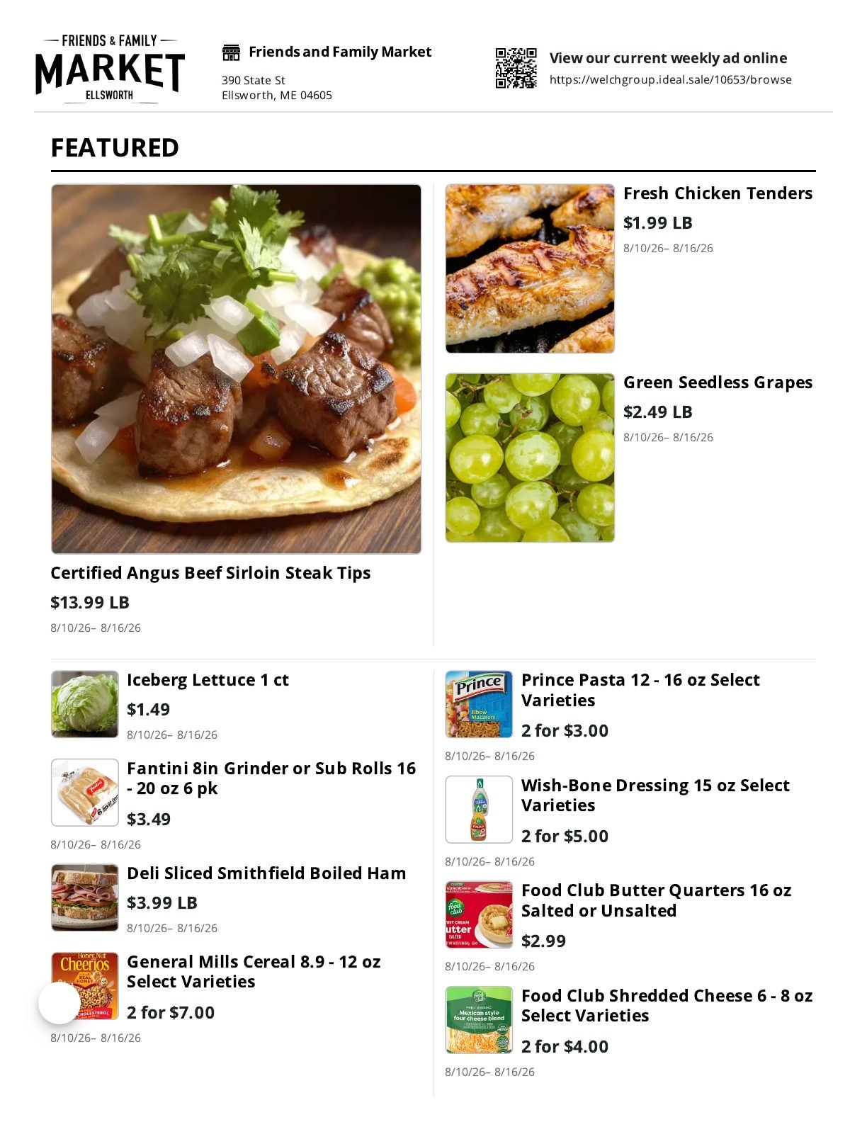 Friends and Family Market Weekly Ad August 10 - 16, 2026