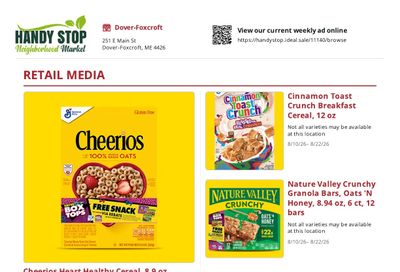 Handy Stop Weekly Ad August 10 - 22, 2026