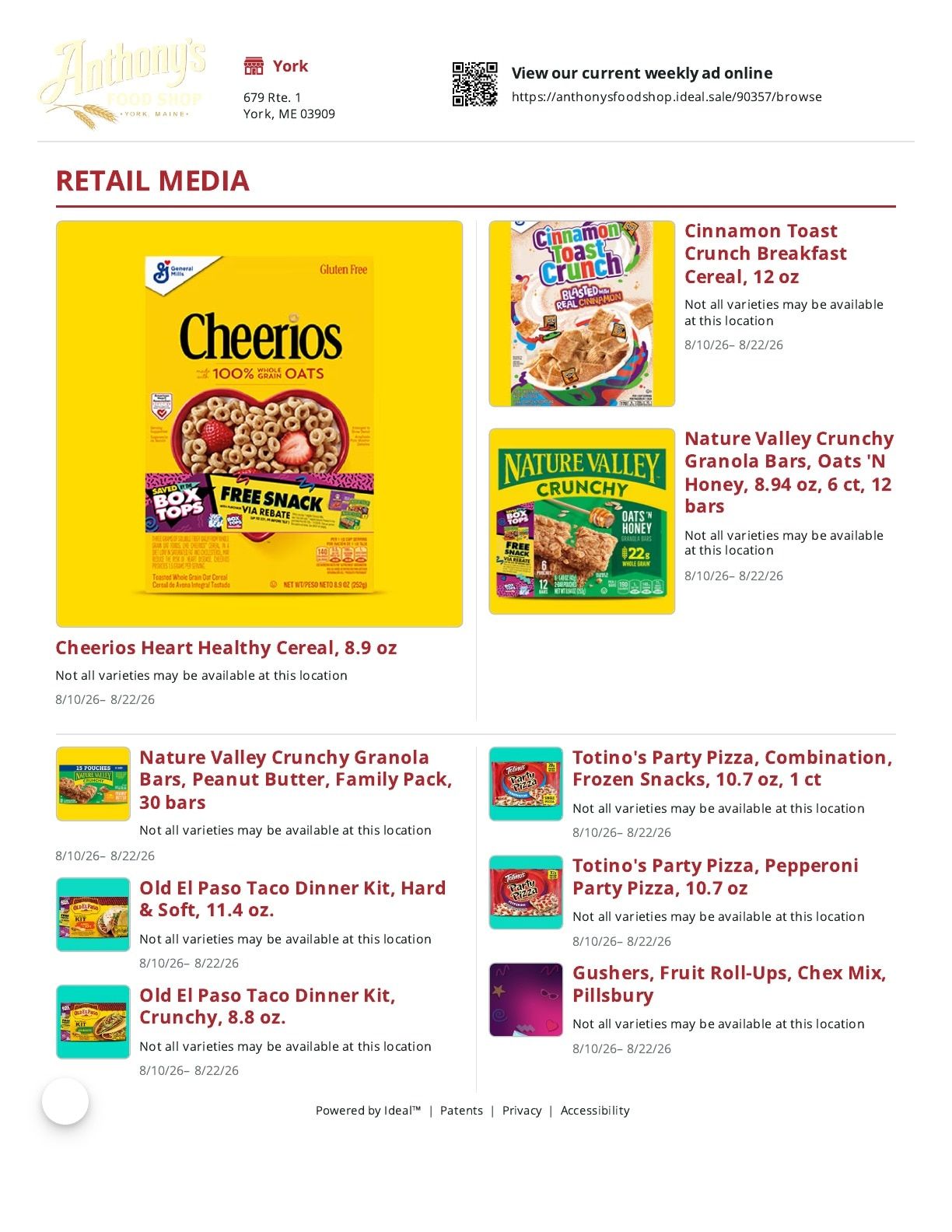 Anthony's Food Shop Weekly Ad August 10 - 22, 2026