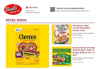 Beals Country Store Weekly Ad August 10 - 22, 2026